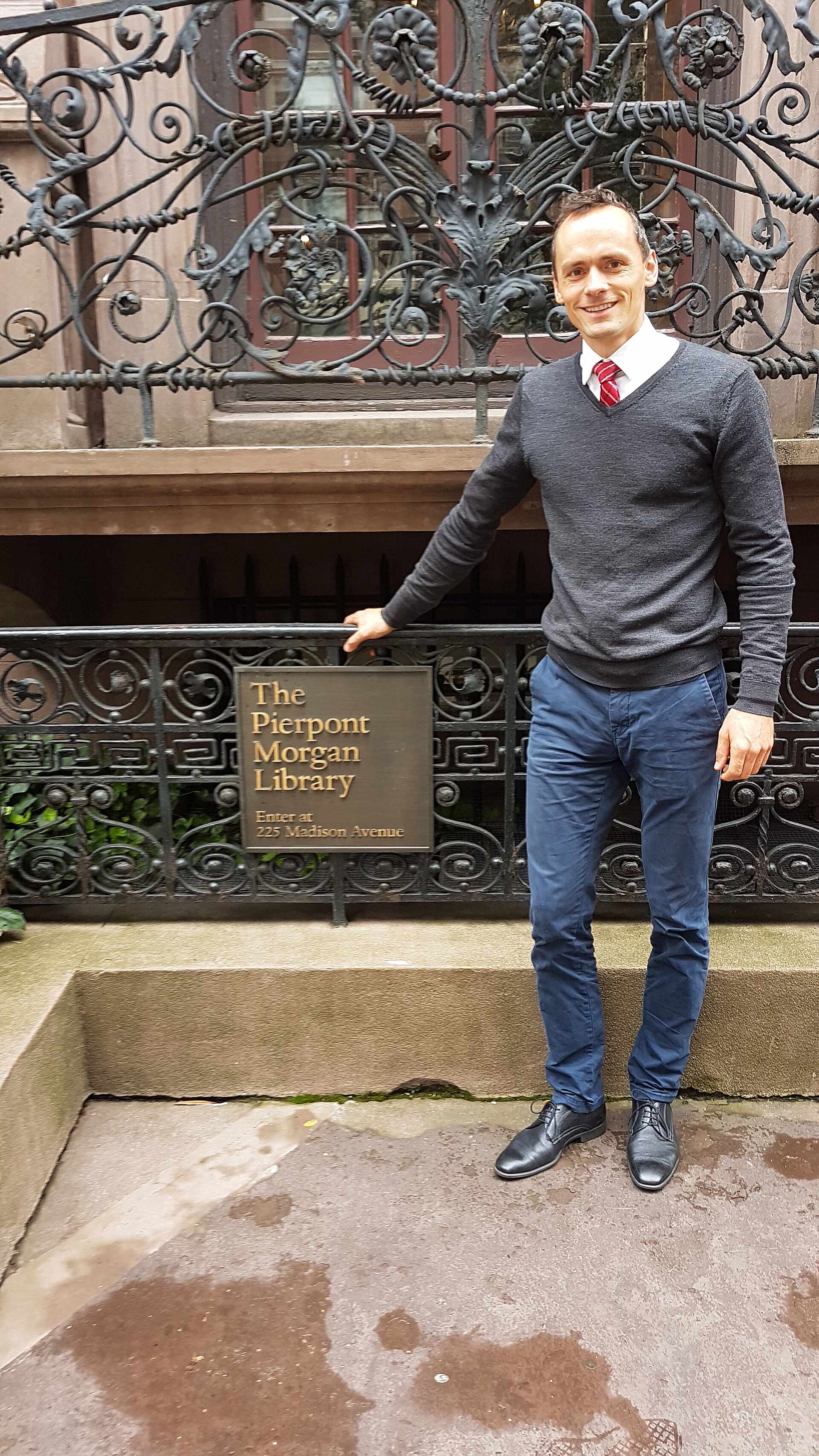 At the entrance to New York's Morgan Library