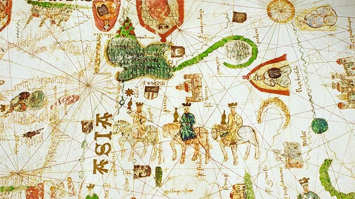 Map of Juan de la Cosa – Testimonio Compañía Editorial – MN 257 – Museo Naval (Madrid, Spain) Map of Juan de la Cosa – Testimonio Compañía Editorial – MN 257 – Museo Naval (Madrid, Spain)