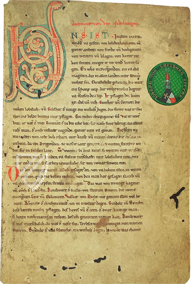 Nibelungenlied und die Klage – Müller & Schindler – Ms. 63 – Fürstlich Fürstenbergischen Hofbibliothek (Donaueschingen, Germany)