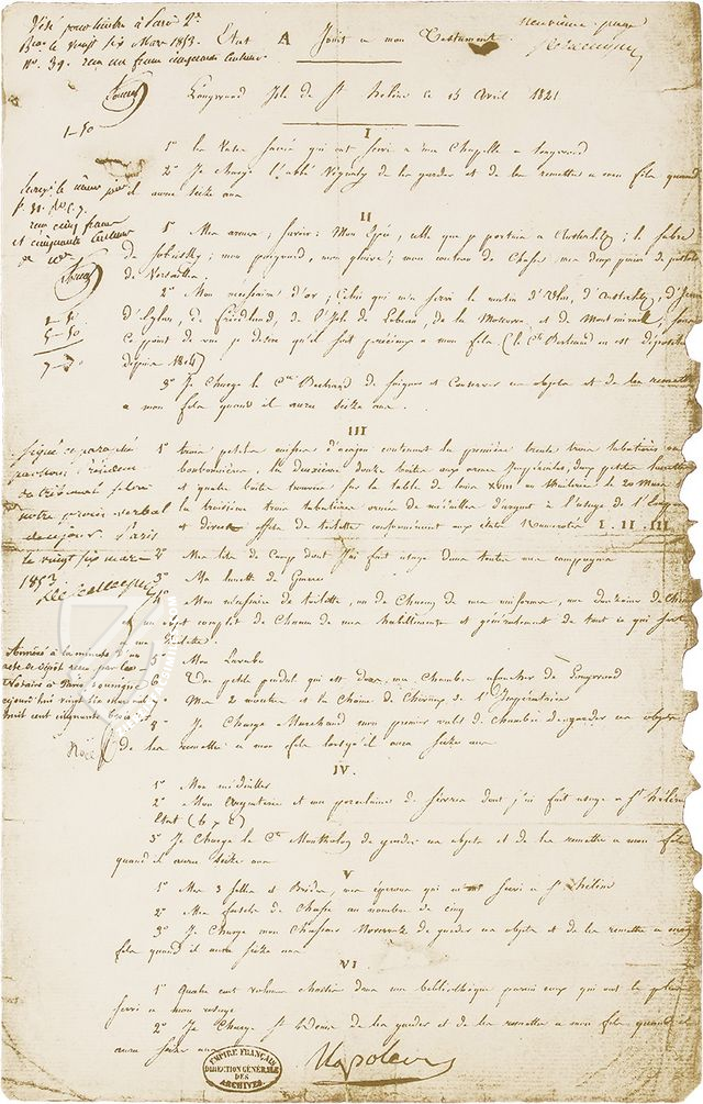 Napoleon's Will – Müller & Schindler – Archives Nationales (Paris, France) Napoleon's Will – Müller & Schindler – Archives Nationales (Paris, France)