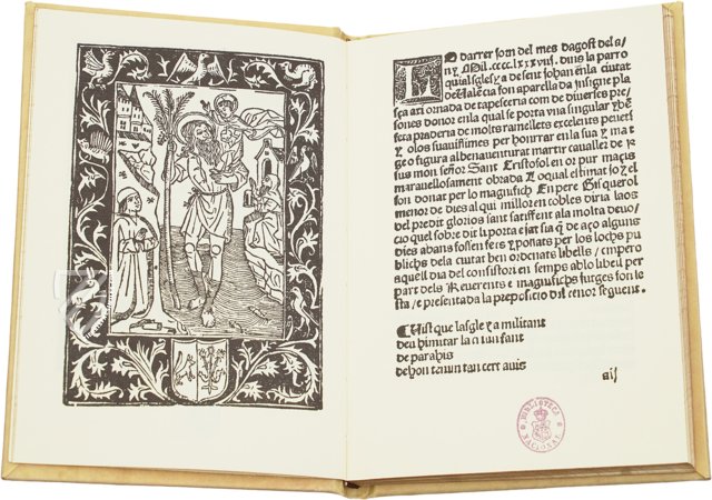 Obra a Llaors del Benaventurat lo Senyor Sent Cristofol – Vicent Garcia Editores – Inc. 1471 – Biblioteca Nacional de España (Madrid, Spain) Obra a Llaors del Benaventurat lo Senyor Sent Cristofol – Vicent Garcia Editores – Inc. 1471 – Biblioteca Nacional de España (Madrid, Spain)