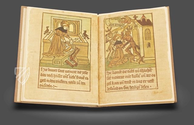The Block Book of Saint Meinrad and His Murderers and of the Origins of Einsiedeln – Benziger Verlag – Xylogr. 47 – Bayerische Staatsbibliothek (Munich, Germany)