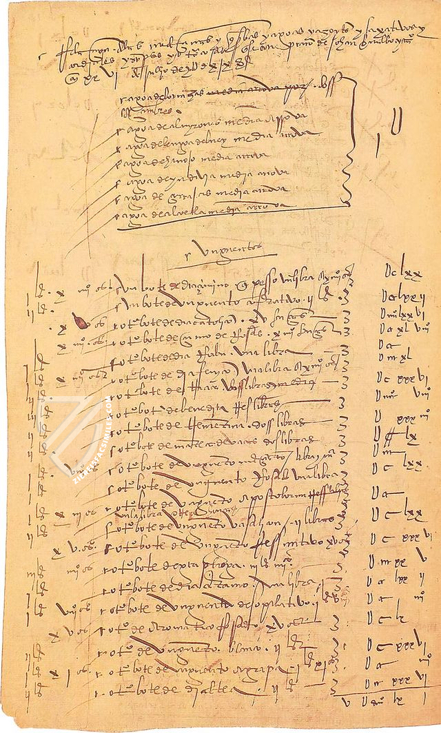Relación de las Medicinas Adquiridas para la Armada de Fernando de Magallanes – Taberna Libraria – Contratación, 3255, libro I, ff. 96v-97v – Archivo General de Indias (Seville, Spain)