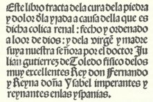 Cura de la Piedra y Dolor de la Ijada y Colica Rrenal – Vicent Garcia Editores – Inc. 205 – Biblioteca Historicomèdica de la Universitat de València (Valencia, Spain)