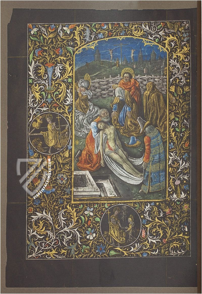 Gold, silver, and bright colors appear all the more spectacular when contrasted by a black background (Black Prayer Book of Galeazzo Maria Sforza, Bruges, Belgium — 1466–1476)