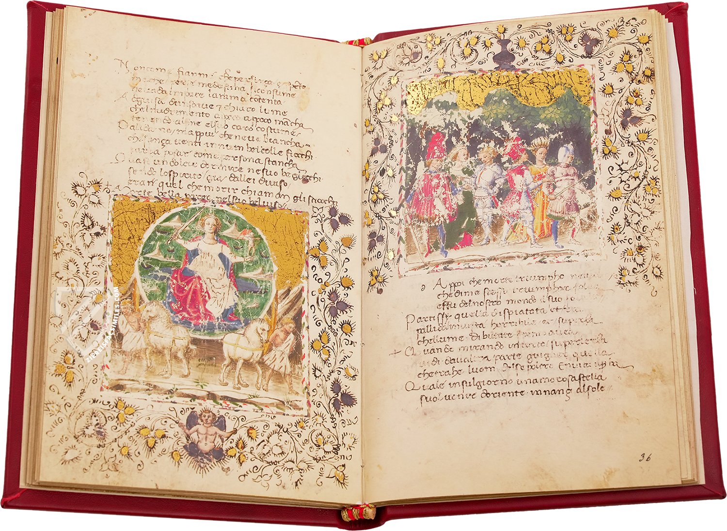 Petrarch's poem about the triumphs of good was among the most popular works of the Renaissance (Petrarca: Trionfi – Florence Codex, Florence (Italy) – mid-15th century).