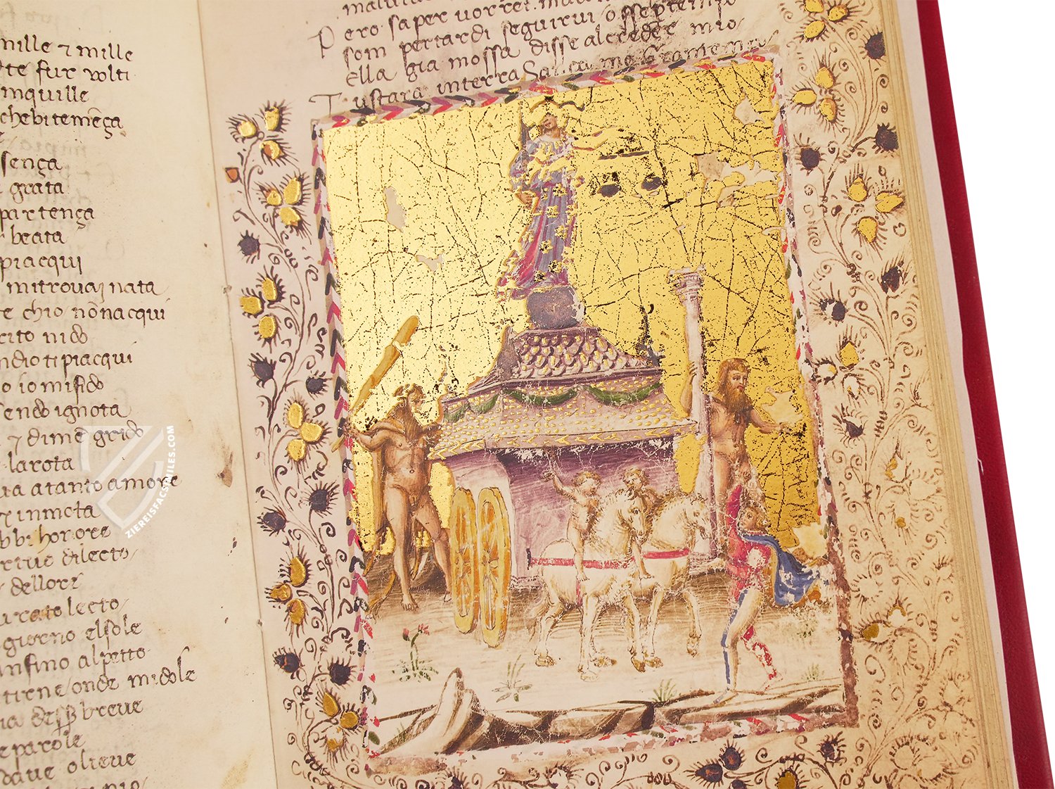 Petrarch's poem about the triumphs of good was among the most popular works of the Renaissance (Petrarca: Trionfi – Florence Codex, Florence (Italy) – mid-15th century).