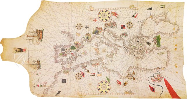 Portolan Chart by Matteo Prunes – AyN Ediciones – PM-1 – Museo Naval de Madrid (Madrid, Spain) Portolan Chart by Matteo Prunes – AyN Ediciones – PM-1 – Museo Naval de Madrid (Madrid, Spain)