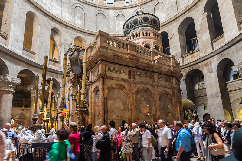 Holy Sepulchre of Christ in Jerusalem The Holy Sepulcher is the central pilgrimage site of the Christian community. It is enclosed by a chapel-like aedicula, which in turn is located in a rotunda, the Dome of the Anastasis. (Source: iStock/ZZ3701)