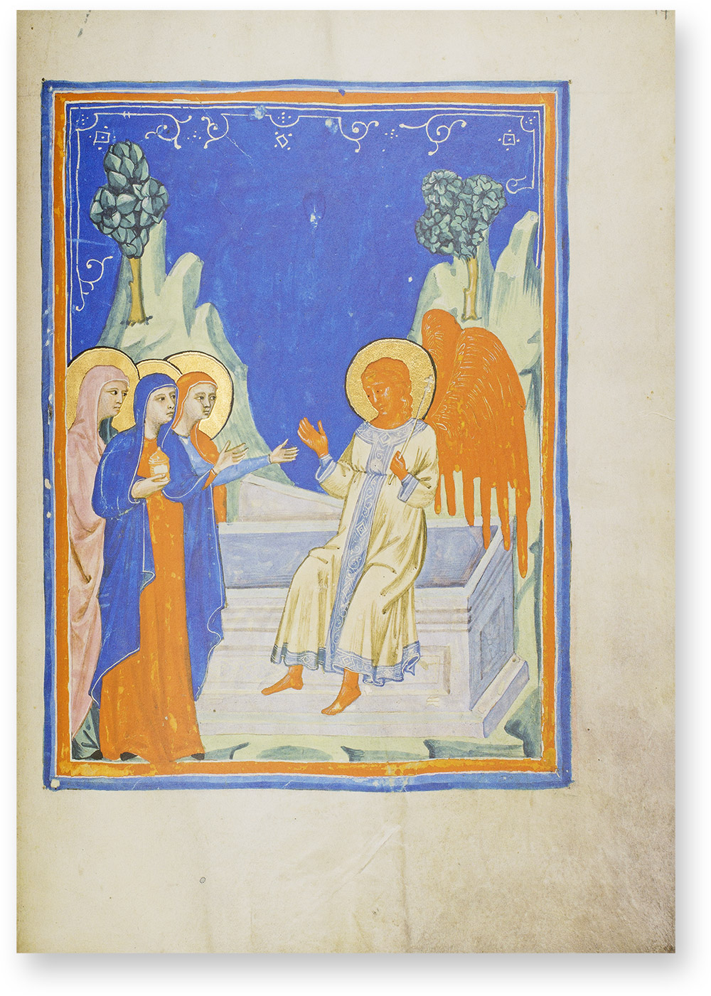 Pacino di Bonaguida’s Picture Book Pacino de Bonaguida transfers the scene to a wide landscape under an open sky. (Pacino di Bonaguida’s Picture Book, Florence (Italy) — 1320–1330)