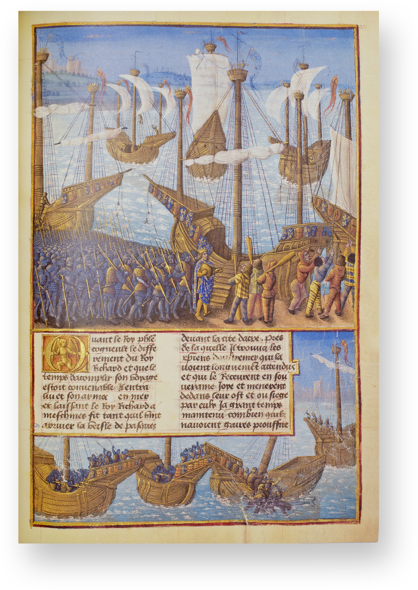 The Crusades: Les Passages d'Outremer Embarkation of Philip Augustus' army in Genoa for the Third Crusade. (The Crusades: Les Passages d'Outremer, Bourges (France) — 1474)