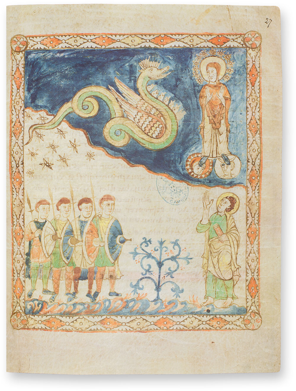 Cambrai Apocalypse Although separated by 500 years, the Gothic depiction of the Woman of the Apocalypse in the Apocalypse of 1313 is rooted in the Carolingian artistic tradition of earlier manuscripts like the Cambrai Apocalypse. (Cambrai Apocalypse, Cambrai, France — End 9th century)