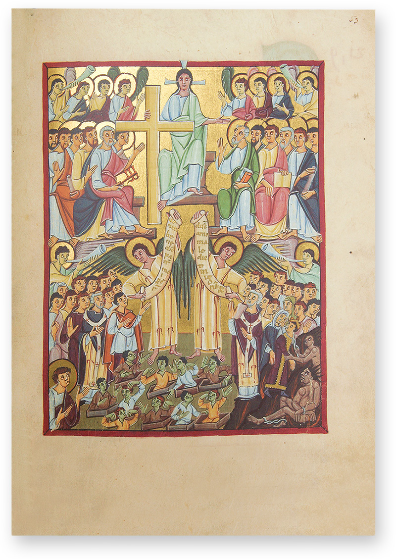 Bamberg Apocalypse The Last Judgement in the only surviving Ottonian Apocalypse manuscript. (Bamberg Apocalypse, Monastery of Reichenau, Germany — ca. 1000–1020)